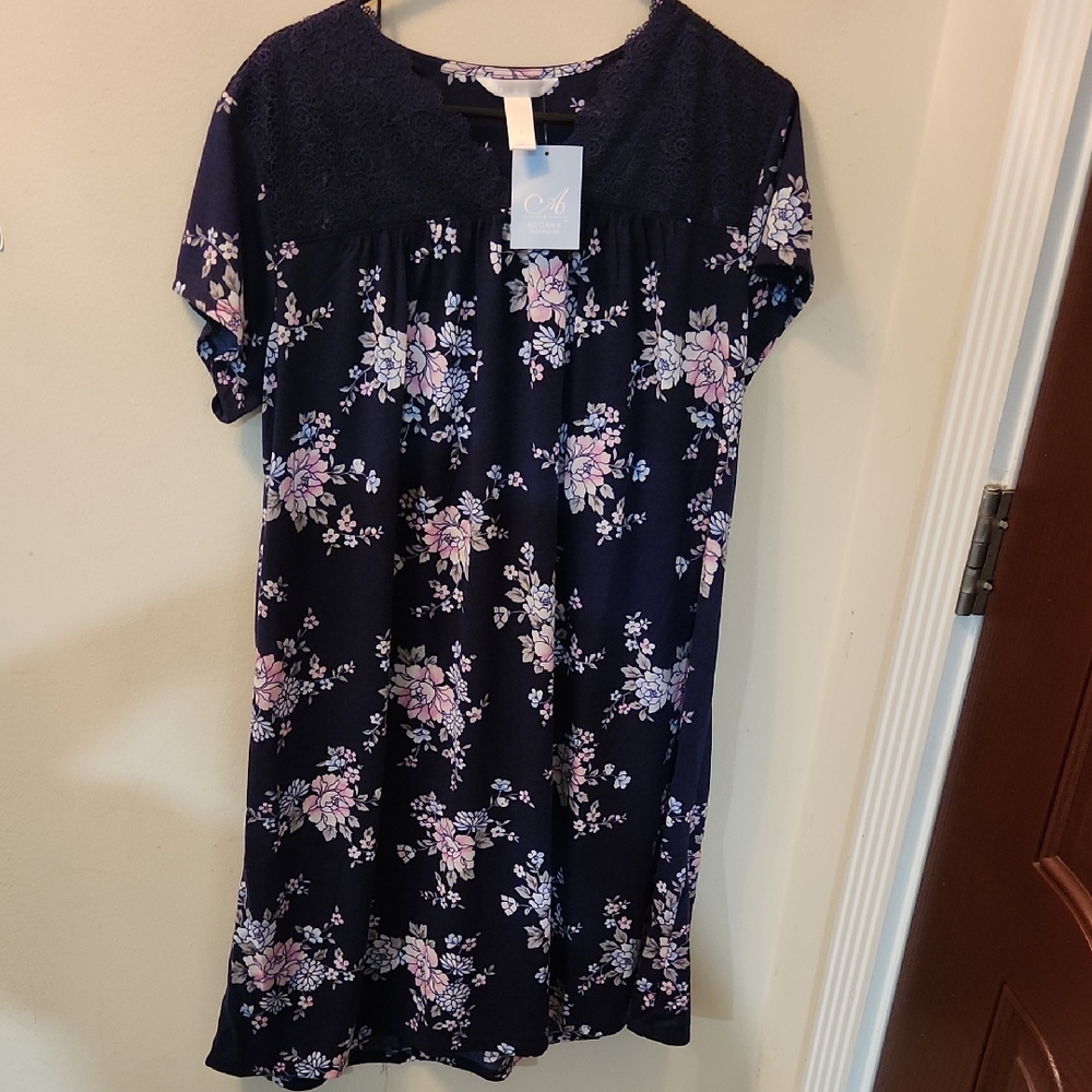 Adonna Navy and Pink Floral Sleepwear
